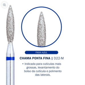Broca Chama Ponta Fina Azul – D22-M - Diamantada - Bluwe