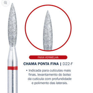 Broca Chama Ponta Fina Vermelha – D22-F - Diamantada - Bluwe