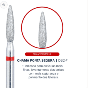 Broca Chama Ponta Segura Vermelha – D32-F - Diamantada - Bluwe
