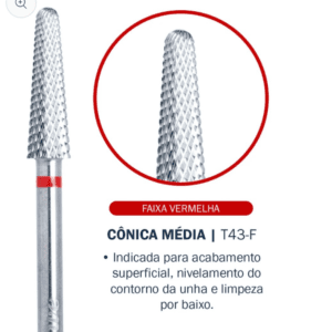 Broca Cônica Média Vermelha – T43-F - Tungstênio - Bluwe