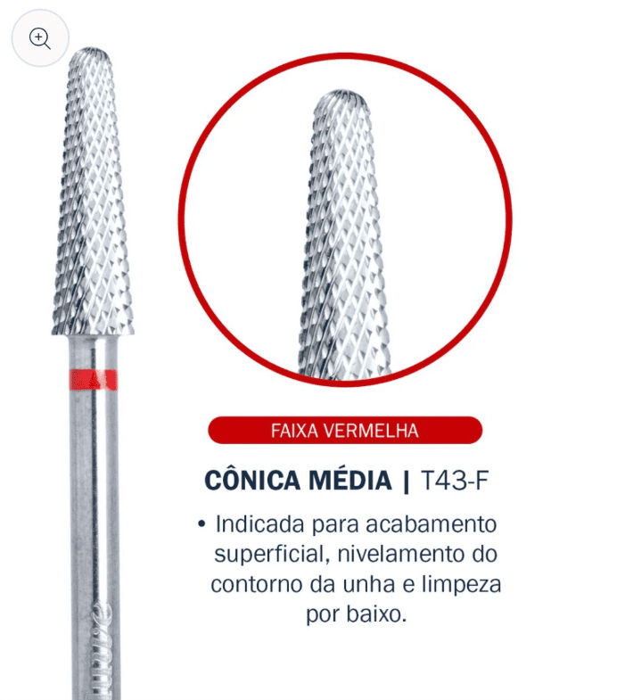 Broca Cônica Média Vermelha – T43-F - Tungstênio - Bluwe