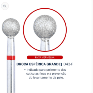 Broca Esférica Grande Vermelha – D43-F - Diamantada - Bluwe