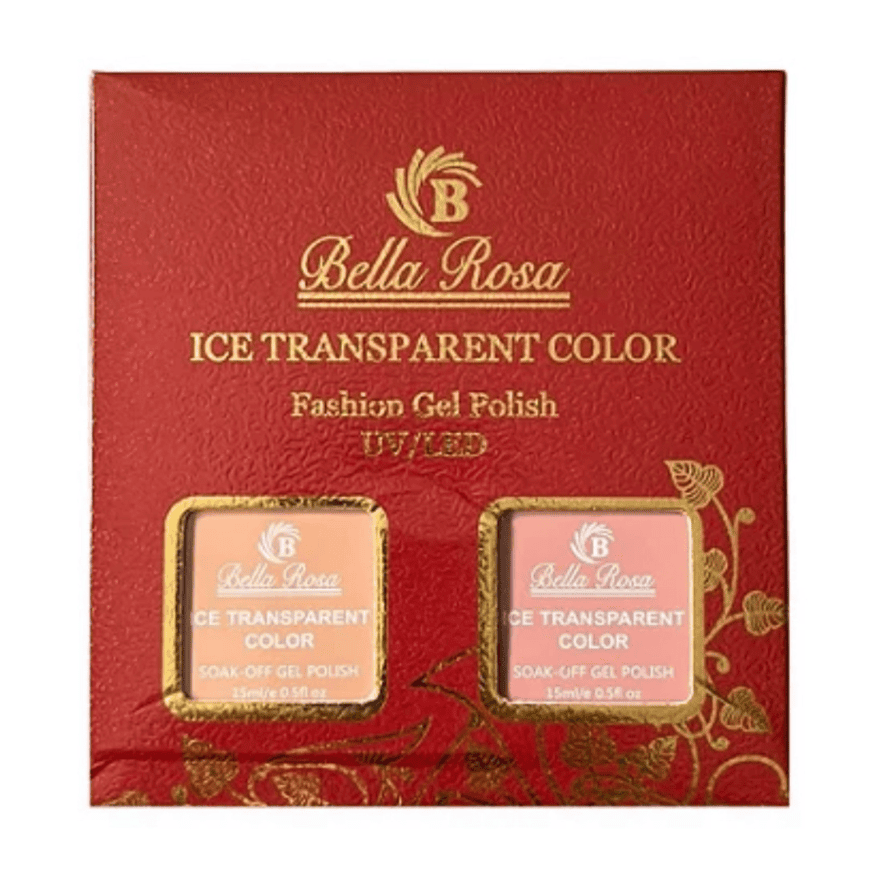Kit 2 Esmalte Nude ICE TRANSPARENT COLOR Fundo Postiça Realista Bella Rosa 15ml