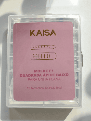 Molde F1 Quadrado Ápice Baixo KAISA – Ideal para Unhas Planas (100 Unidades)